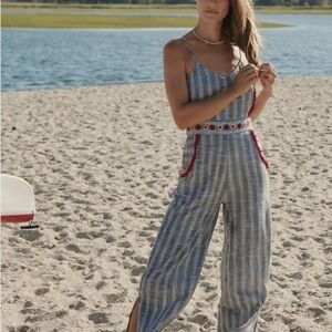 RAGA Blue and White Plaid Jumpsuit